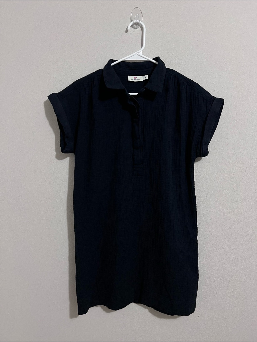 Vineyard Vines Margo Seastitch Double Gauze Shirt Dress Black Size M